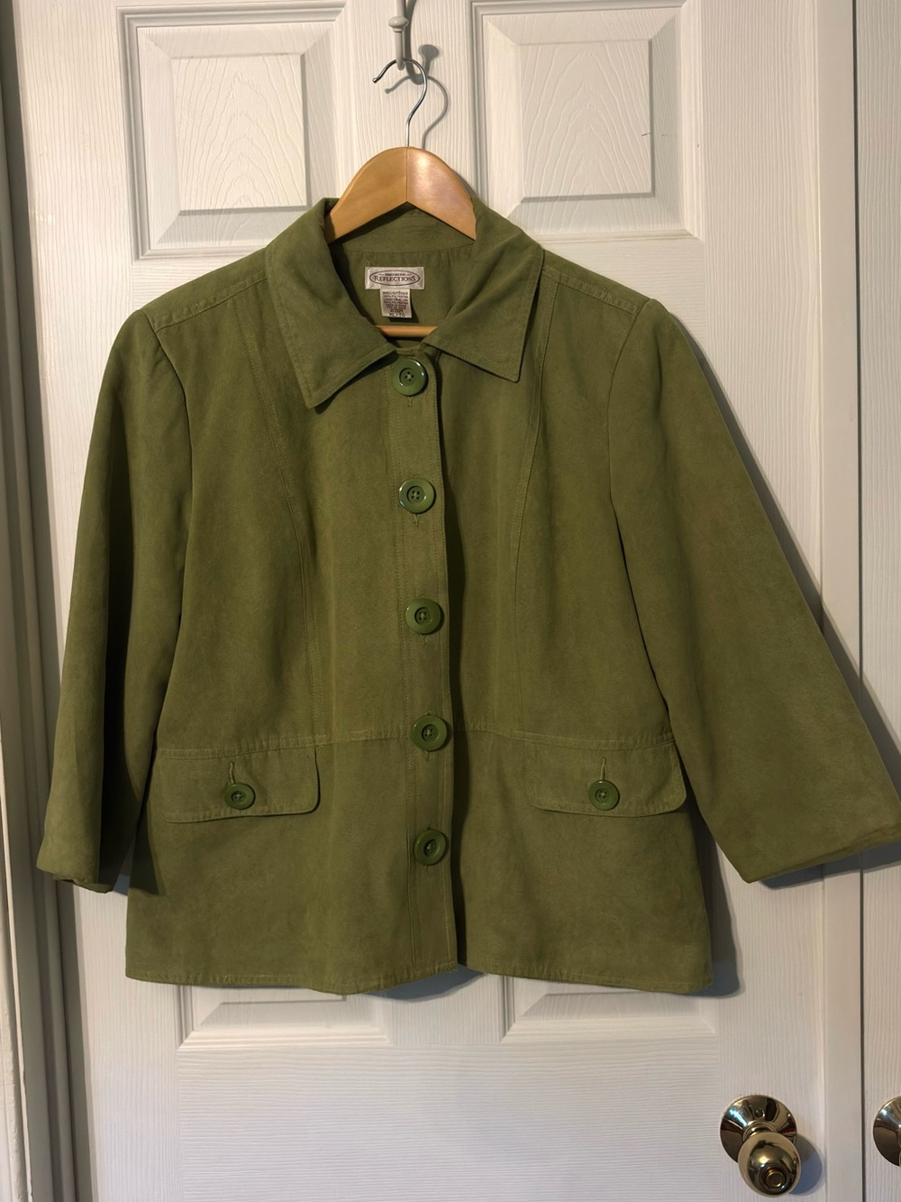 Northern Reflections green faux suede button-up jacket